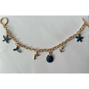 Gold and Blue Charm Bracelet